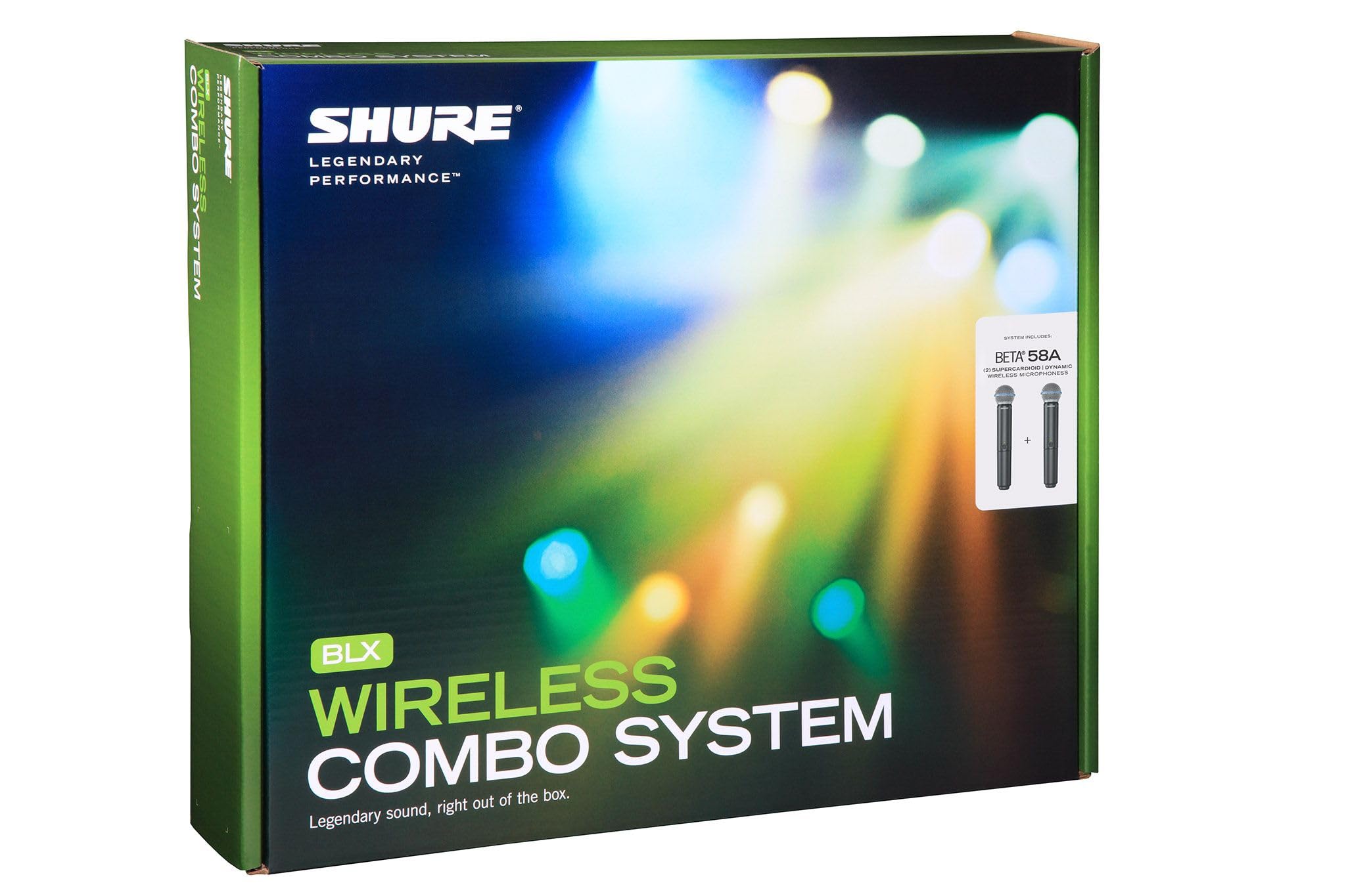 Shure BLX288/B58 Microfoni wireless UHF per chiesa, karaoke e voci, Durata batteria 14 ore, raggio 100 m Include 2 microfoni vocali BETA 58A, ricevitore doppio canale Banda T11