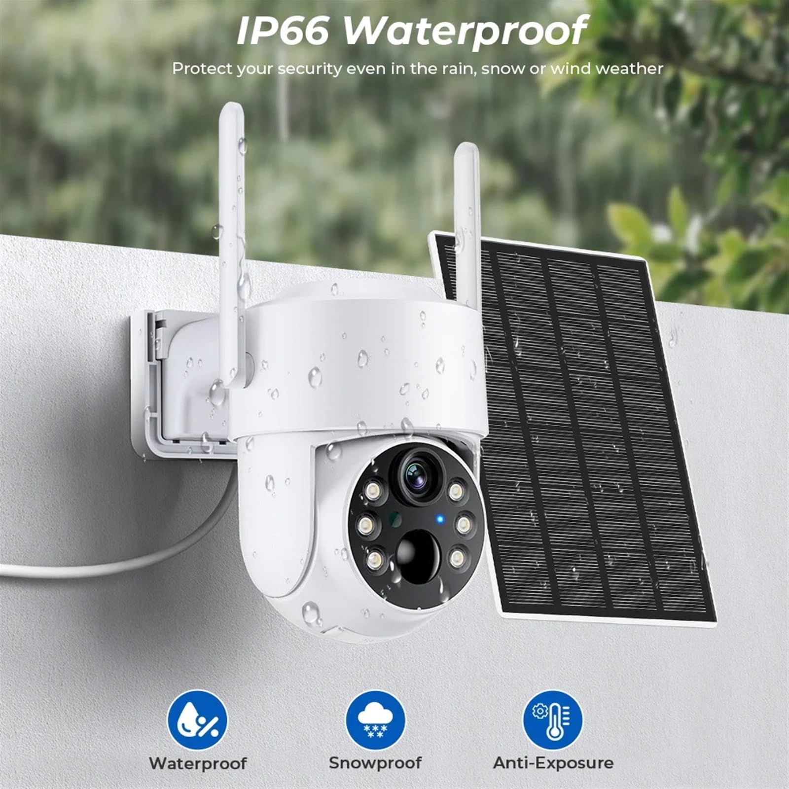 Telecamera Wifi Esterno, Telecamera solare wireless da 4MP esterno PIR Rilevamento umano Batteria ricaricabile da 7800 mAh Telecamera di sicurezza HD 1080P ,Sicurezza, Antifurto(4MP Add 32G Card)