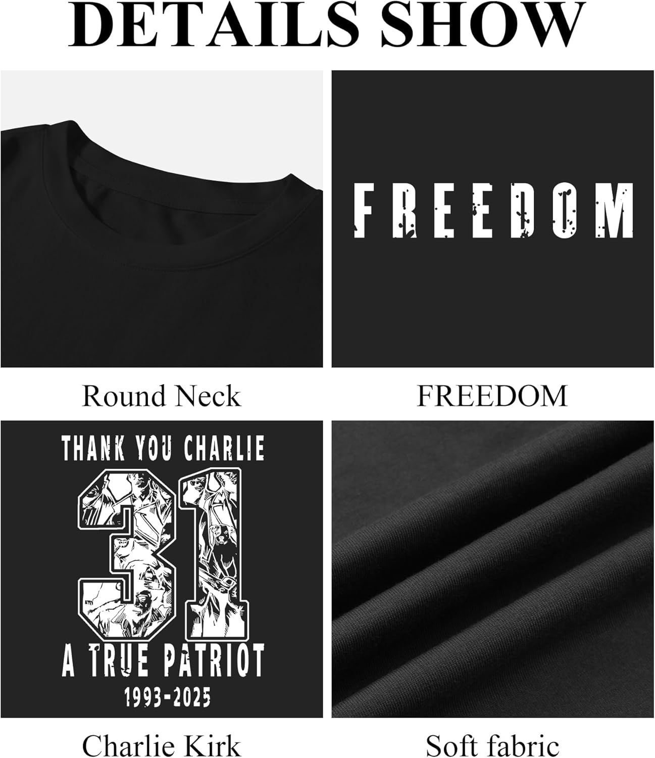 KESIHAN Freedom Shirt Charlie Kirk Thank You 31 Charlie Kirk T Shirt American Patriotic Freedom Graphic Shirts for Men - Image 6