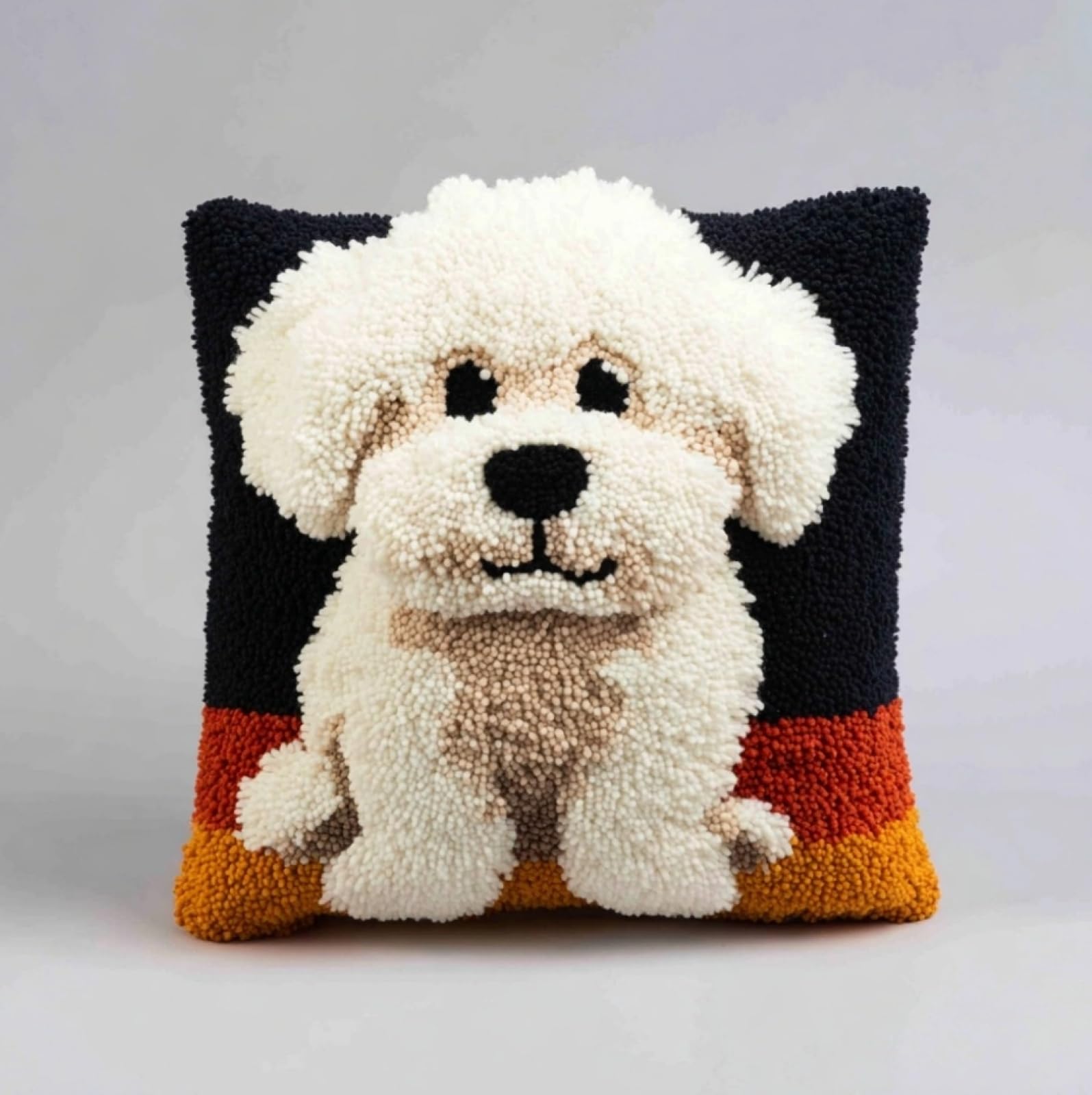 Wallustrioaw White Bichon Frise Latch Hook Pillow Kit For Adults,