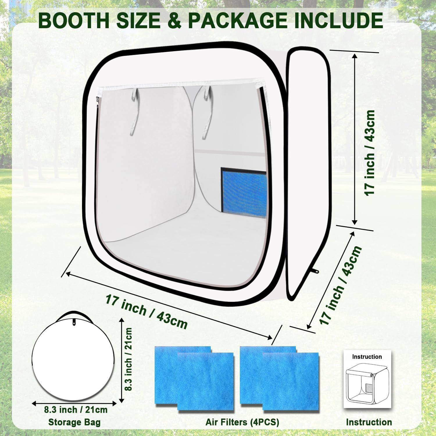 Pop Up Paint Booth 17x17x17 Inch Portable Airbrush Spray Tent with Mesh Door and Mesh Window for Models, Furniture, Auto Parts and Other Items Painting Works