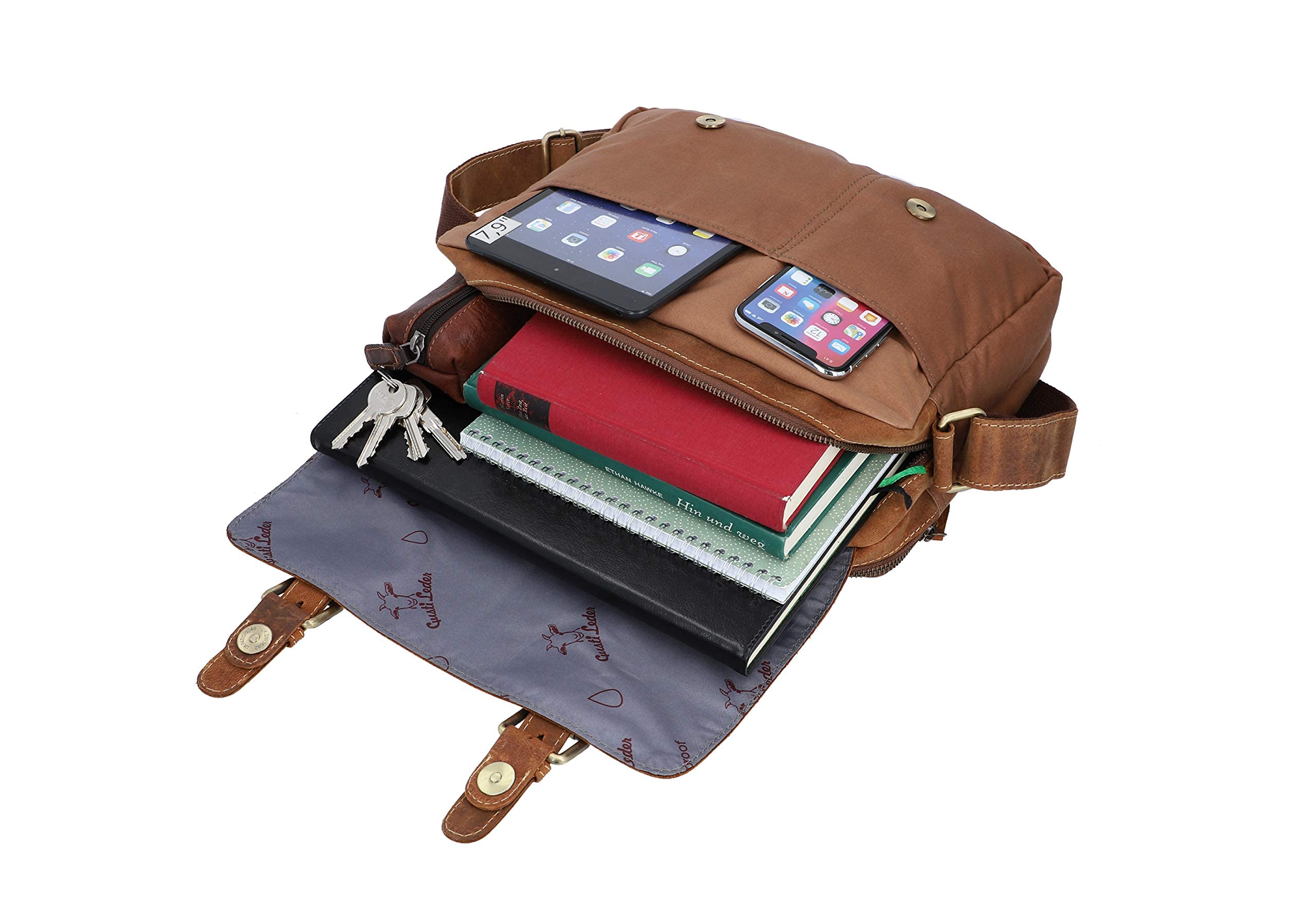 Gusti Lenkertasche 'Barry H.' Aus Vintage-Leder Mit KLICKfix-Platte – Fahrradtasche & Umhängetasche Mit Magnetverschluss