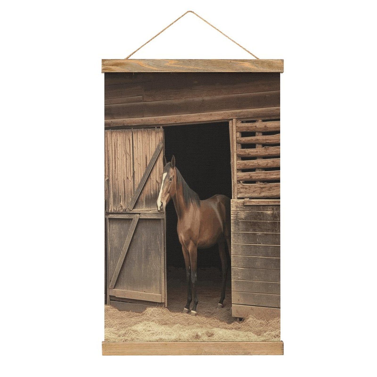 FekiLoot Barn Horse Wall Art Poster Hanger Frame Linen Wall Art Decor Vintage Hanging Poster Hanging Wall Decor Rustic Retro Wall Art Print for Living Room Decor 20.4 X 13.1Inches