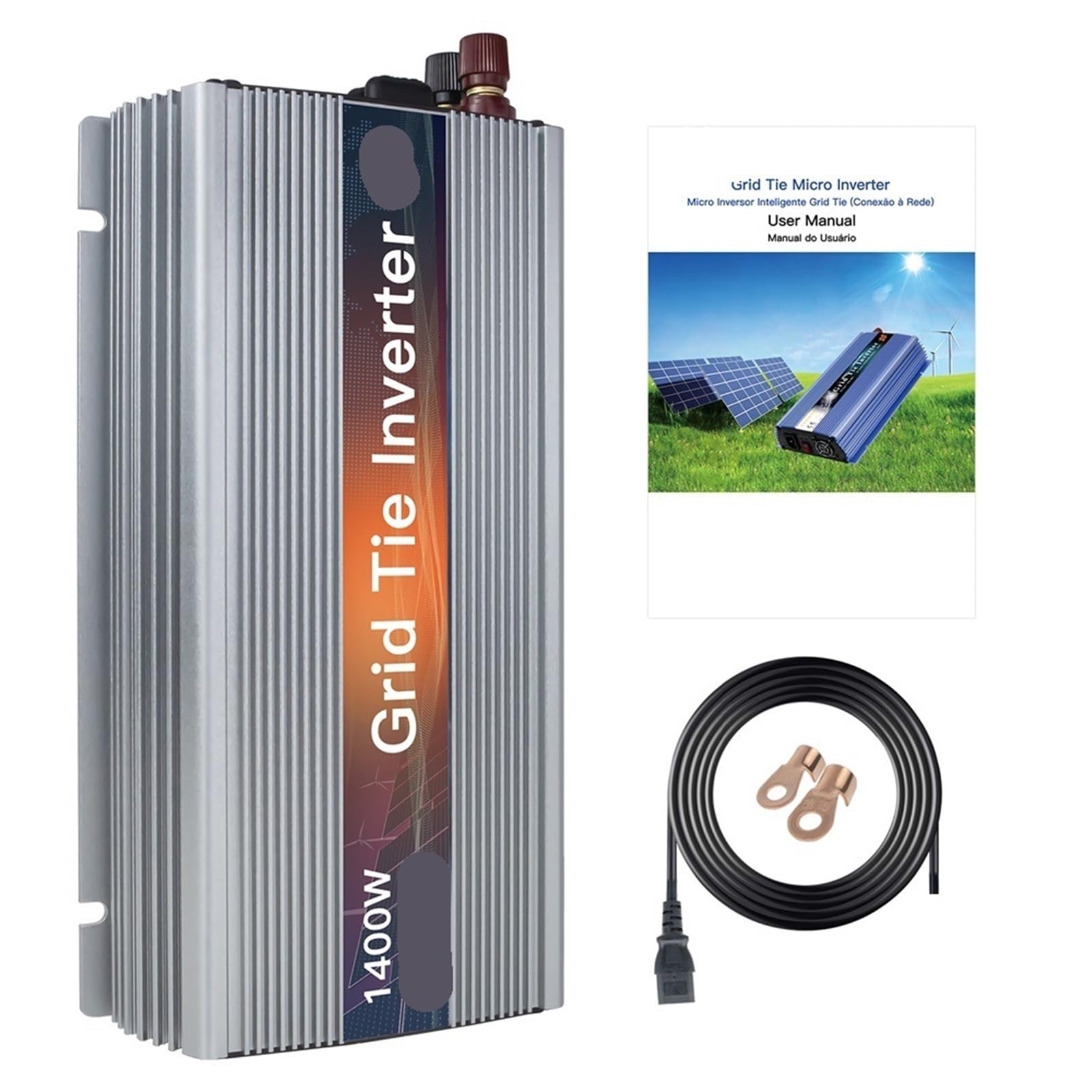 Mikroinwerter, 1000-1400W Micro Grid Tie Solar Inverter 20-50V DC do AC 1MPPT Czysta sinusoida Konwerter do zasilania energią słoneczną(1400W,18V)