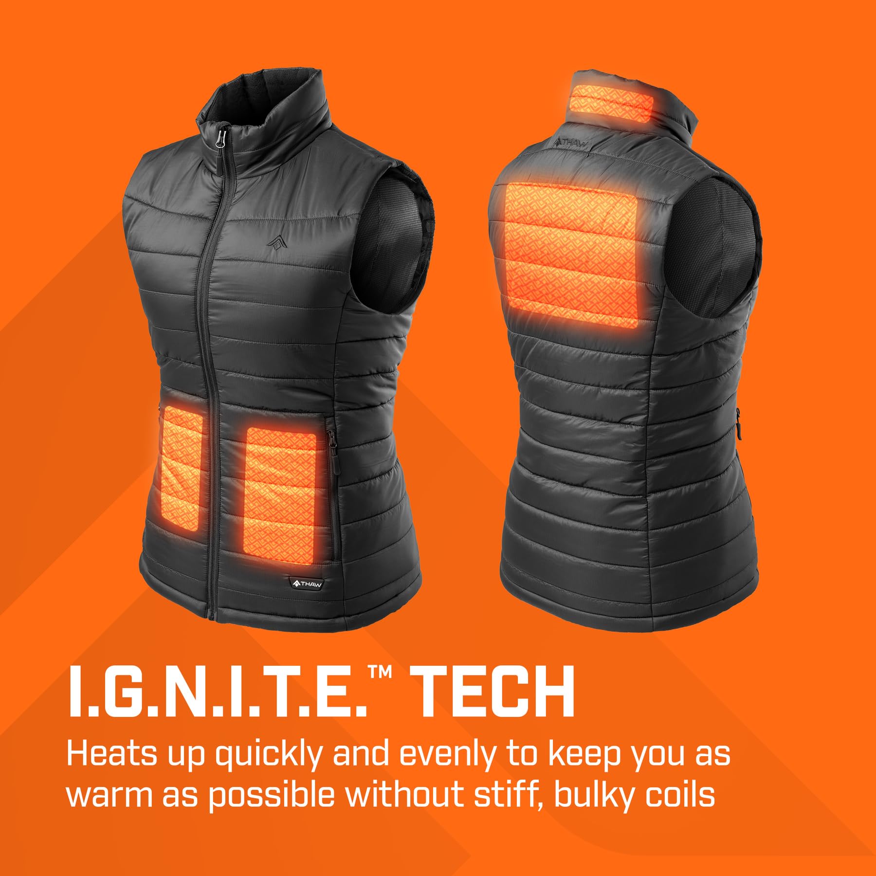 THAW Gilet riscaldato da donna, leggero, ricaricabile, con 3 zone di calore, impostazioni di calore regolabili, design isolante, ideale per lavoro all'aperto, escursionismo