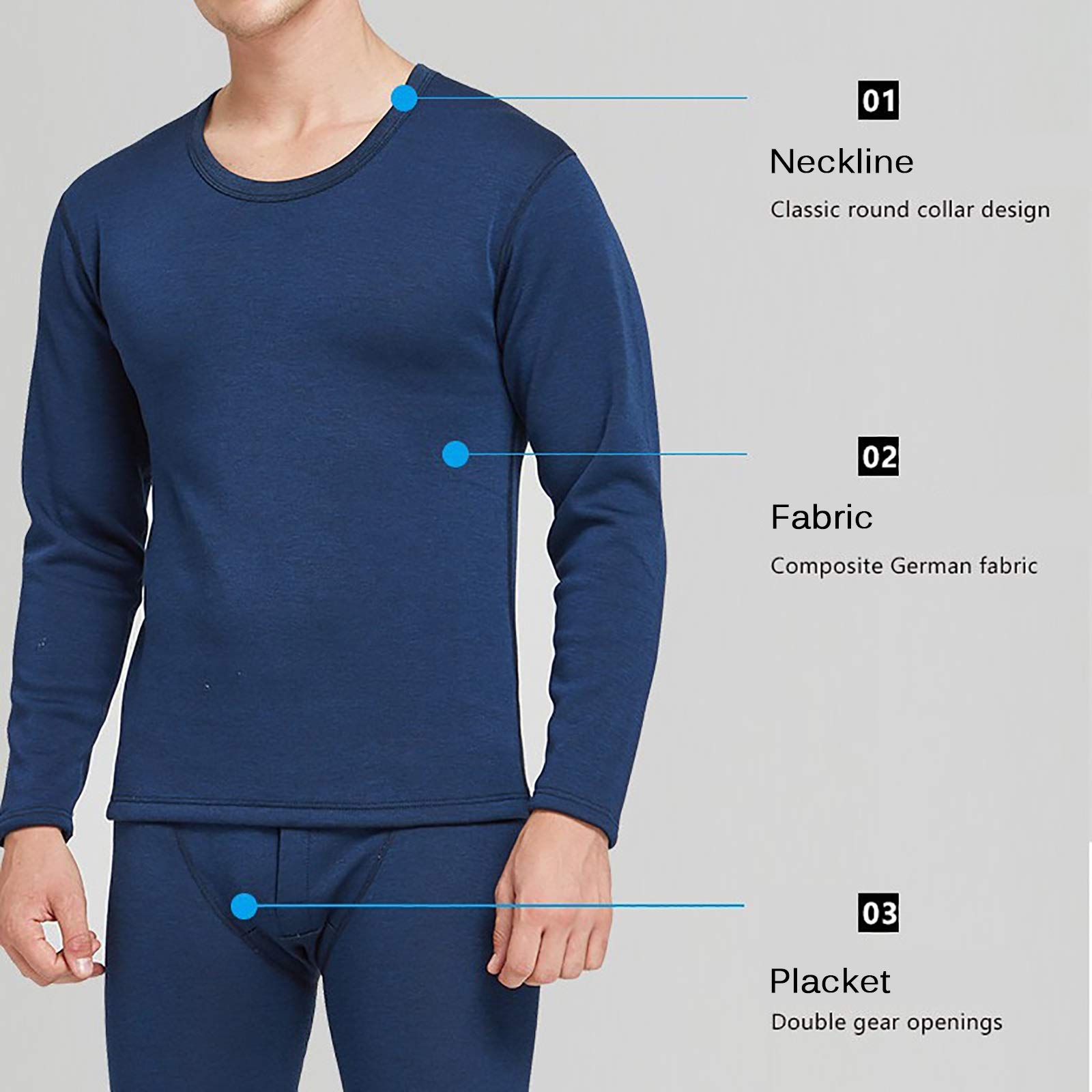 G&F Męskie zestawy bielizny termicznej z warstwą podstawową, topy + legginsy, spodnie zimowe, szybkoschnące, miękkie