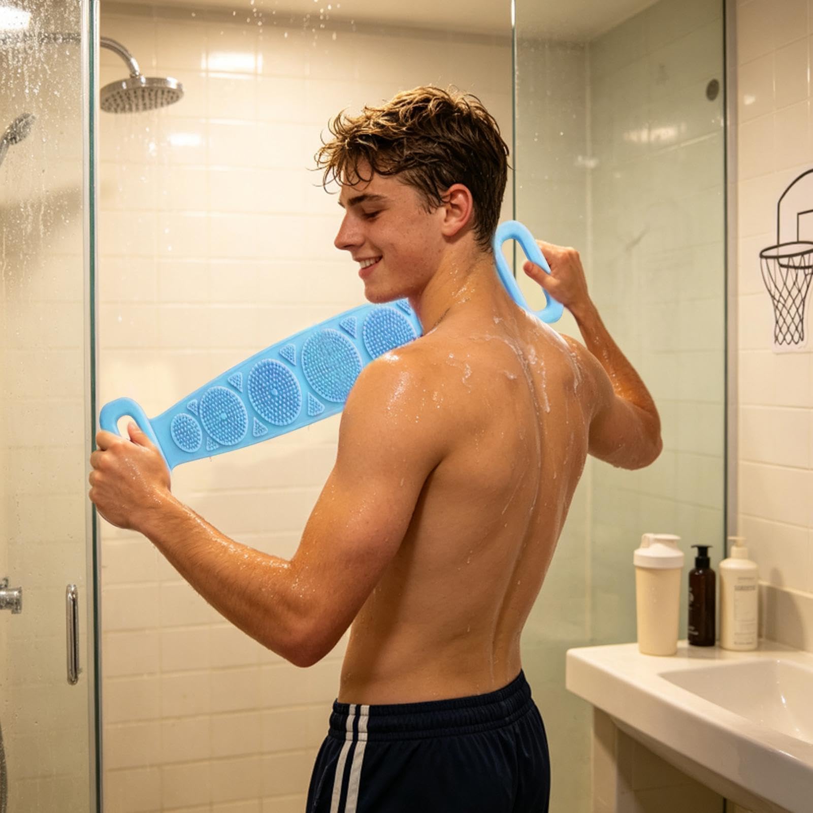 Pack de 4 cepillos exfoliantes corporales de silicona, de doble cara, secado rápido, para cuello, brazos, niños, hombres y mujeres, ideal para baño, gimnasio, viajes