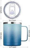 Vista 72 de MEWAY 12oz Coffee Mug With Handle 8 Pack Bulk,Stainless Steel Insulated Travel Tumblers With Sliding Lid,Double Wall Vacuum Camping Cup for Hot &