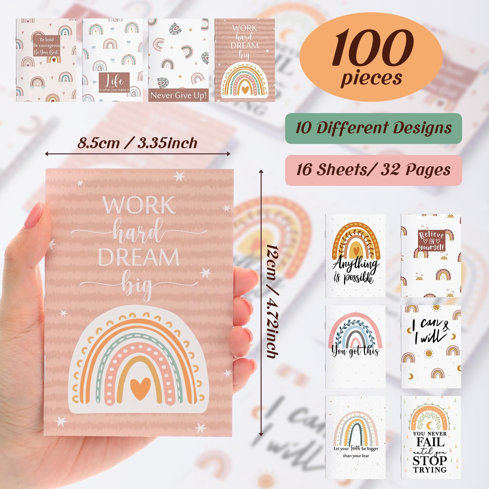 Colarr Regalos inspiradores, mini diario motivacional de arcoíris bohemio de bolsillo pequeño a granel, cuadernos inspiradores de agradecimiento, blocs de notas para estudiantes, suministros de