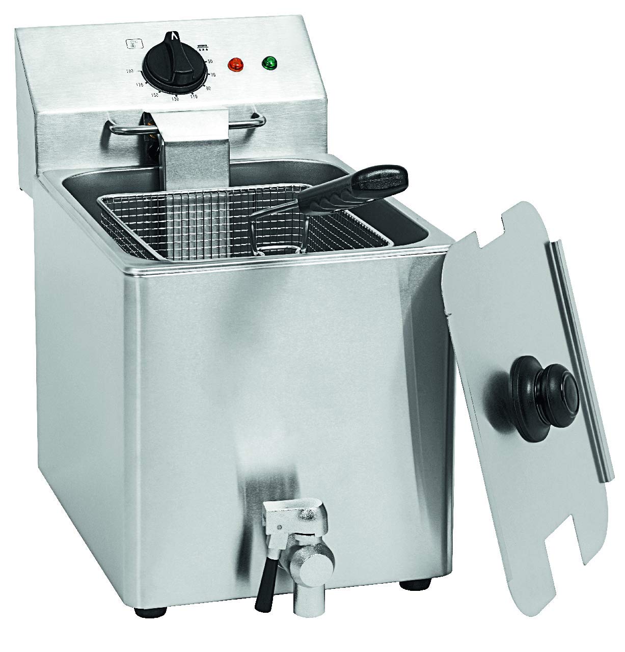 Freidora eléctrica profesional, METRO PROFESSIONAL, con grifo para drenaje del aceite. Calentamiento rápido, rendimiento eficiente y limpieza fácil. (1 x 8 L)