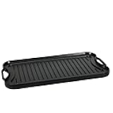 Pre-Seasoned Cast Iron Reversible Rectangular Grill/Griddle, Black, 20 x 10.63 x 0.98 inch