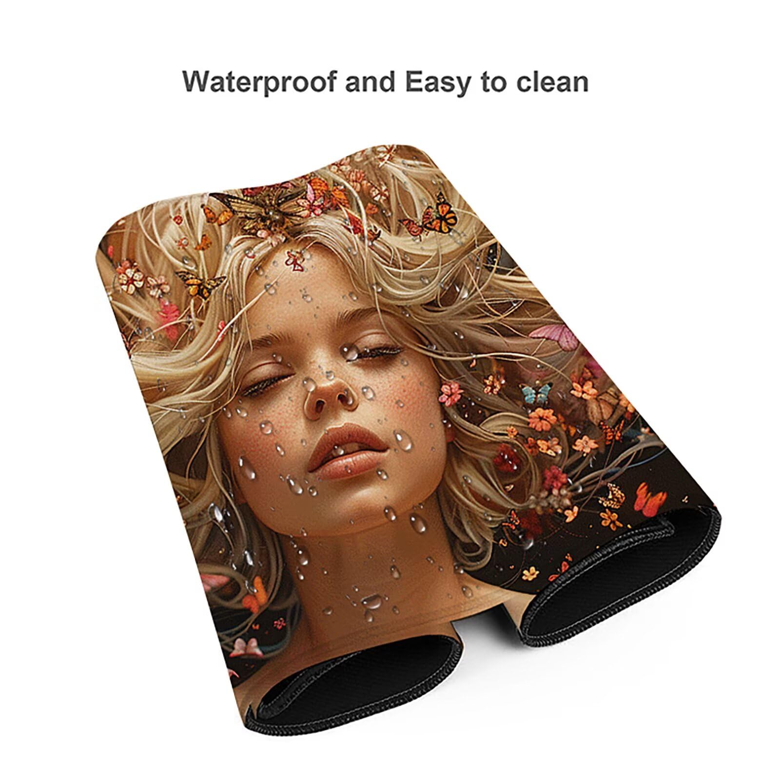 Mujer Alfombrilla Ratón Gaming XXL 1500x800mm, Alfombrilla Gaming Amarillo Mousepad con Base de Goma Antideslizante, Impermeable Desk Mat para Teclado y Raton, Accesorios Gaming Regalos de Hombre 5-8