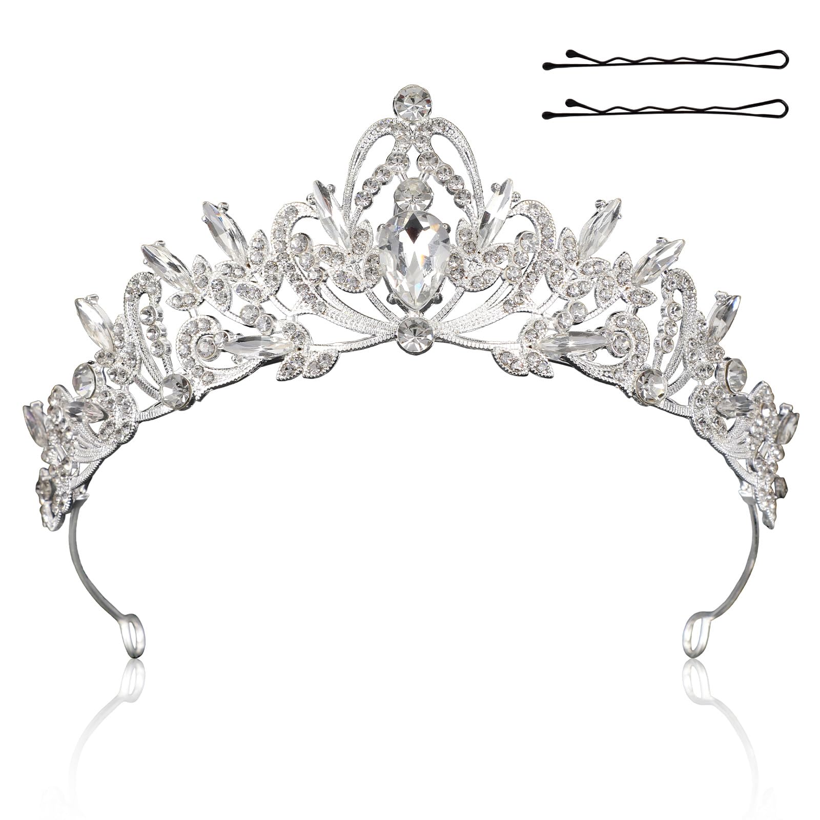 KINBOM Silver Swan Crown for Women, Bridal Swan Crowns Stylish Headband Tiara for Queen Princess Women Birthday Party Celebration Holiday Costume