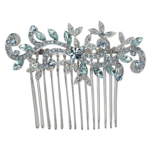 Faship Magnífico peine de pelo floral con diamantes de imitación de