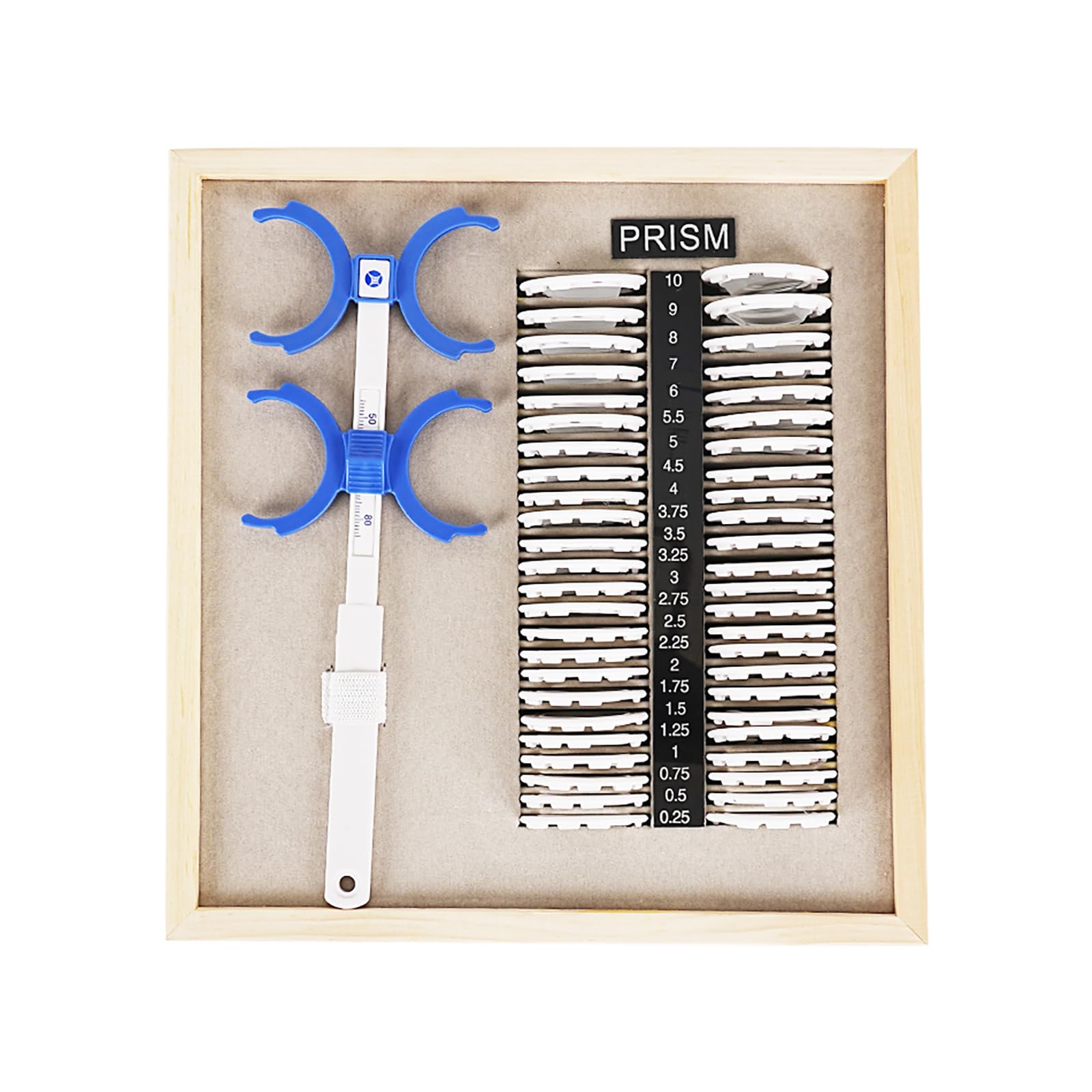 Equipo de Optometría Juego de Lentes de Prisma de Ensayo Óptico con Ajustable PD 48-80MM Flipper Set Estuche de cuero