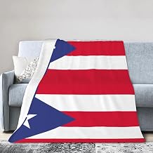 Puerto Rico Flag Throw Blanket Warm Cozy Plush Flannel Blankets for Couch Bedroom Home Decor 50"X40"
