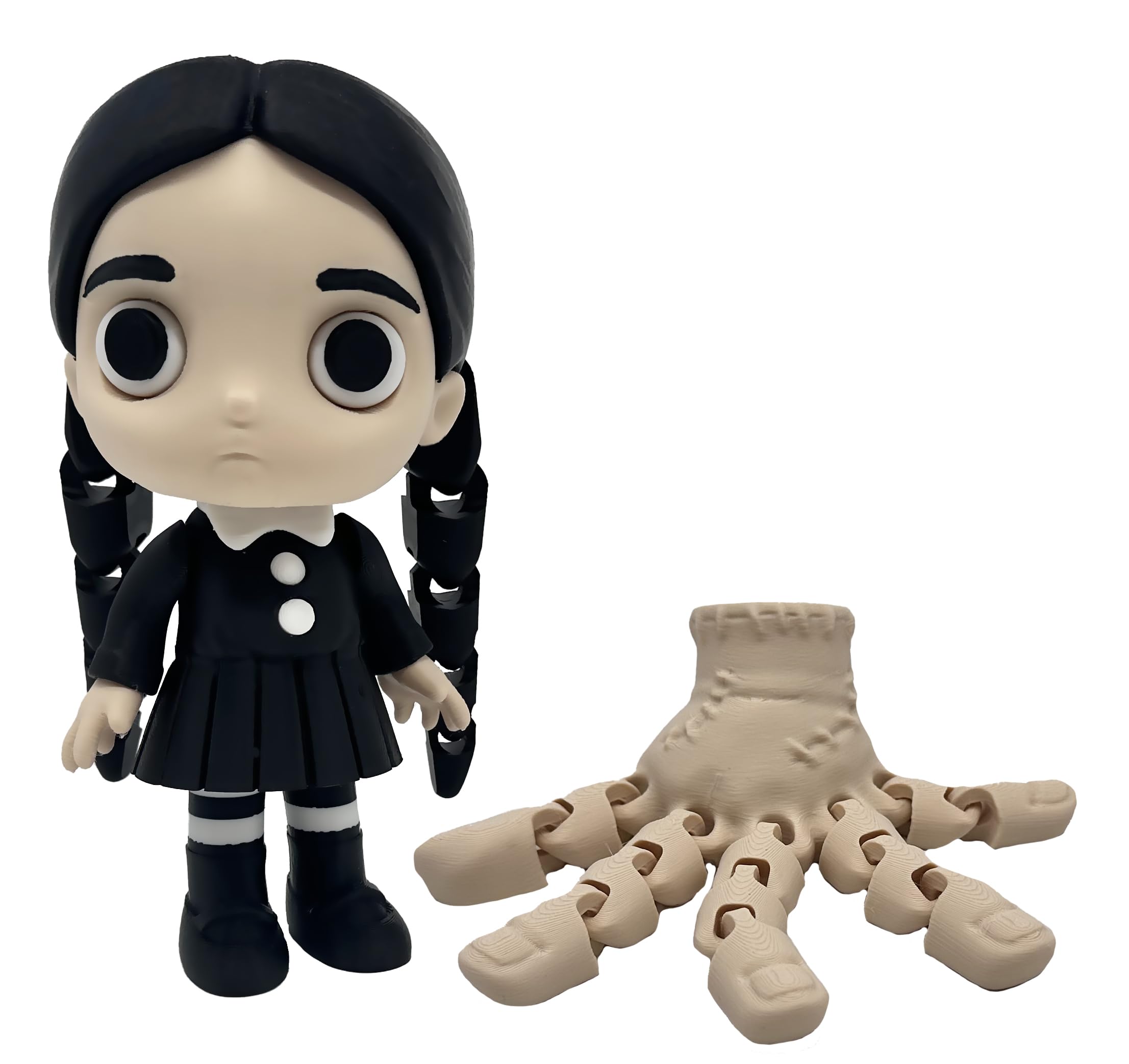 Articulated Gothic Girl with Braids and Articulated Walking Hand - Set of 2 Collectible Figures Halloween - Collectible Figure XL 20cm - Halloween Decoration, Costume