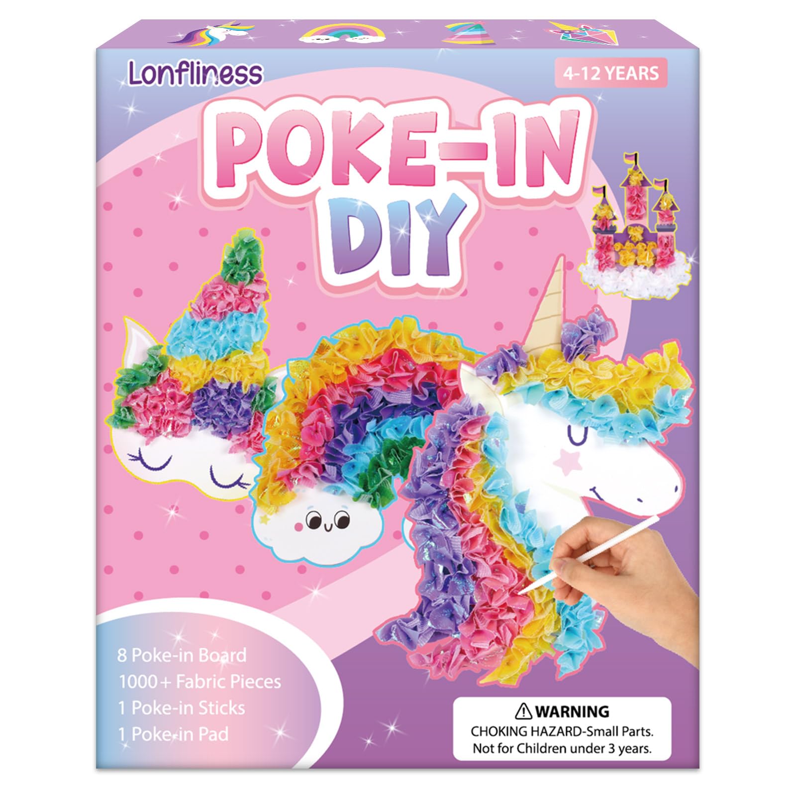 Lonfliness 8 Pcs Unicorn Poke in Craft Kits for Kids Mess Free DIY Art