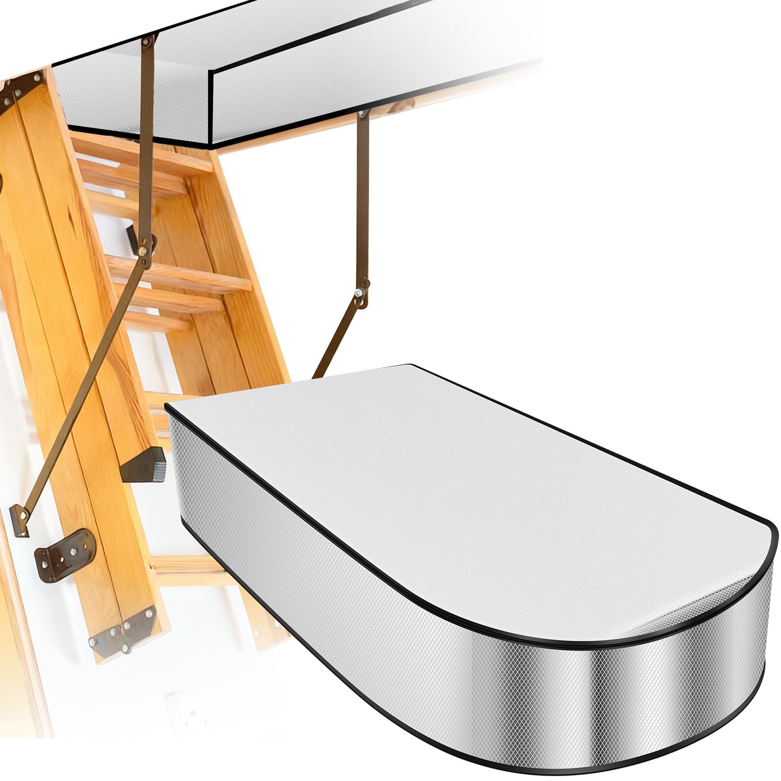 Ghshanog Silver Attic Door Insulation Cover, Aluminum Loft Hatch Insulation,137X64x28cm Extra Thick Double Bubble Pull Down Stair Cover With Zipper, Energy-Saving Insulations Tent For Attic Stairs