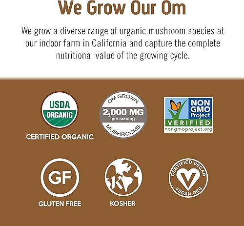 Miniatura 4 de Om Mushroom Superfood Coffee Latte Blend - Polvo de hongos, bote de 8.47 onzas, 30 porciones, melena de león, cordyceps, Reishi, Chaga, suplemento