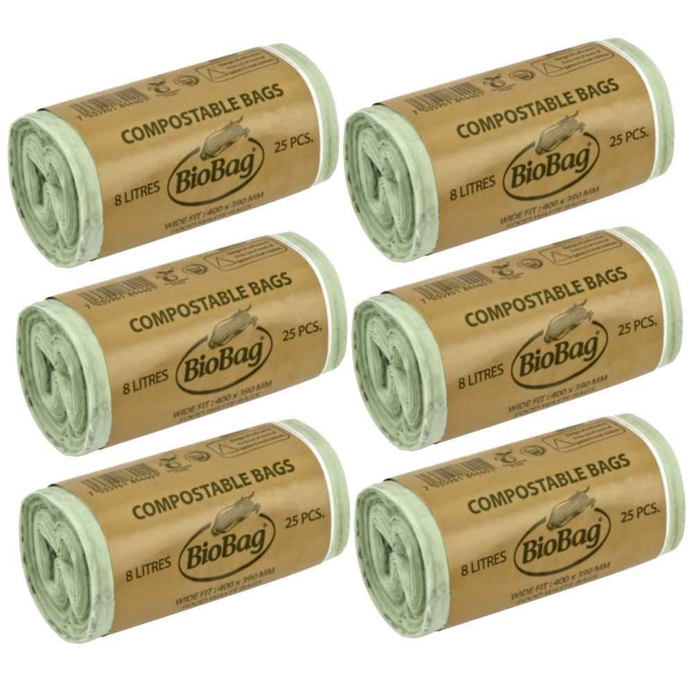 Caddy Liners Direct 8 Litre X 150 Biobag Compostable Biodegradable Kitchen Food Waste Caddy Bin Liner Bags (Ideal For 7L - 8L Caddies) - Certified En13432