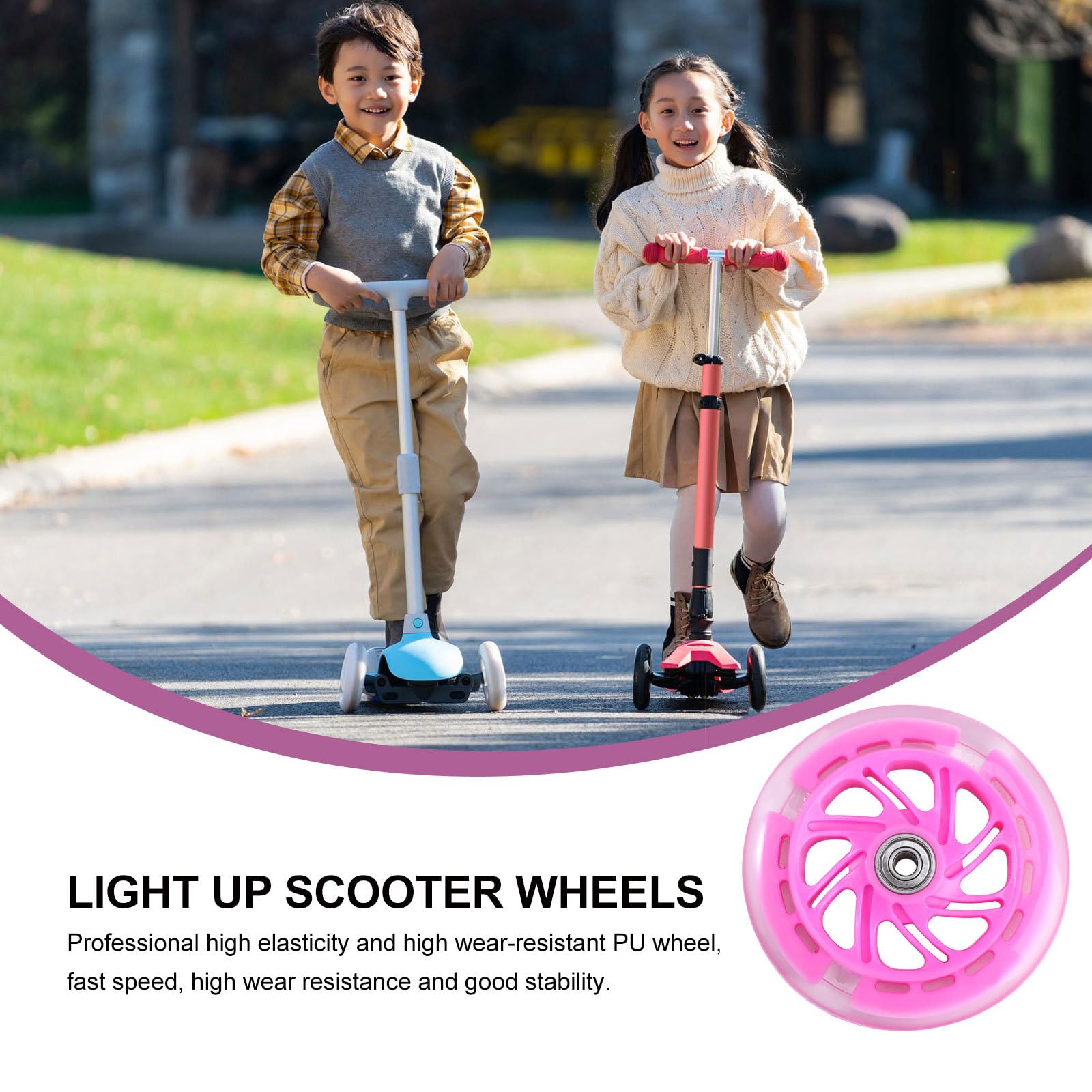 Zerodeko Ruedas de Repuesto para Scooter de Pu Iluminadas de Alta Elasticidad Buena Estabilidad y Larga Duración para Uso en Carreteras y Plazas, Paquete de 2 Piezas