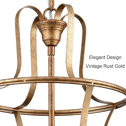 Miniatura 3 de Lámpara colgante moderna con 4 luces, color dorado oxidado para cocina, isla de comedor, entrada