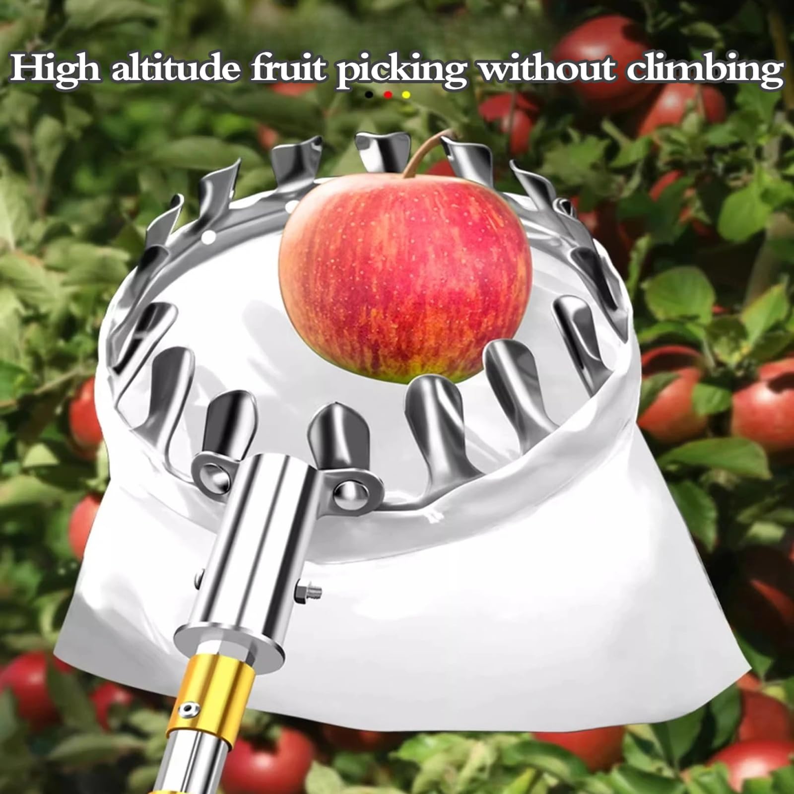 Attrezzo Raccogli Frutta,Raccogli Frutta Telescopico,Raccoglifrutta Telescopico Inox,Raccoglifrutta Estensibile,Facile da Montare,per Limoni Mele Prugne Pere Ciliegie Arance Mango