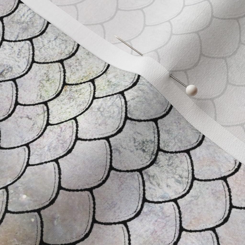 Spoonflower Fabric - Salmon Skin Fish Gray Scales Mermaid Silver Printed on Petal Signature Cotton Fabric by The Yard - Sewing Quilting Apparel Crafts Decor