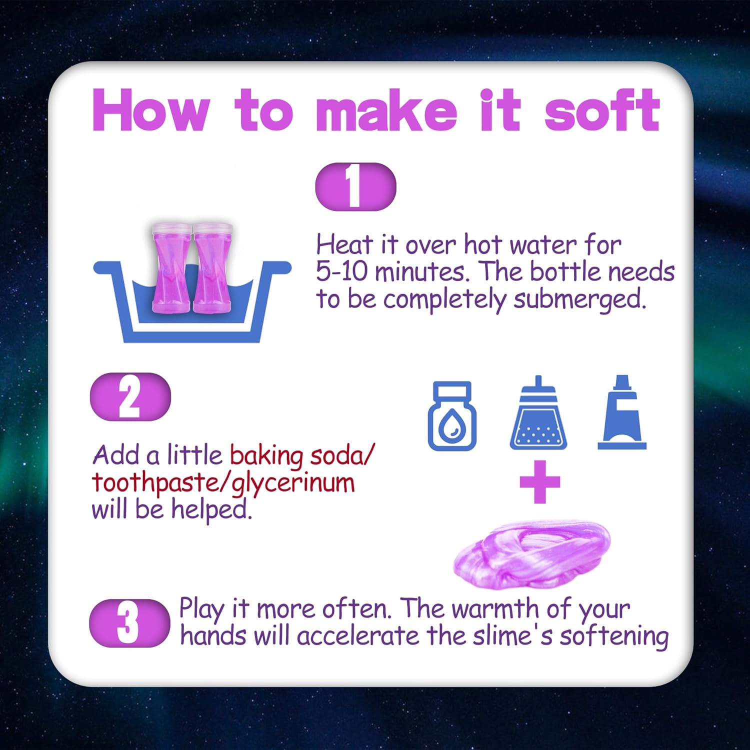 Galaxy Slime 2 Pack, Stress Relief Clear for Kids Education, Party Favors Soft & Non-Sticky Crunchy for Girls & Boys, Pink