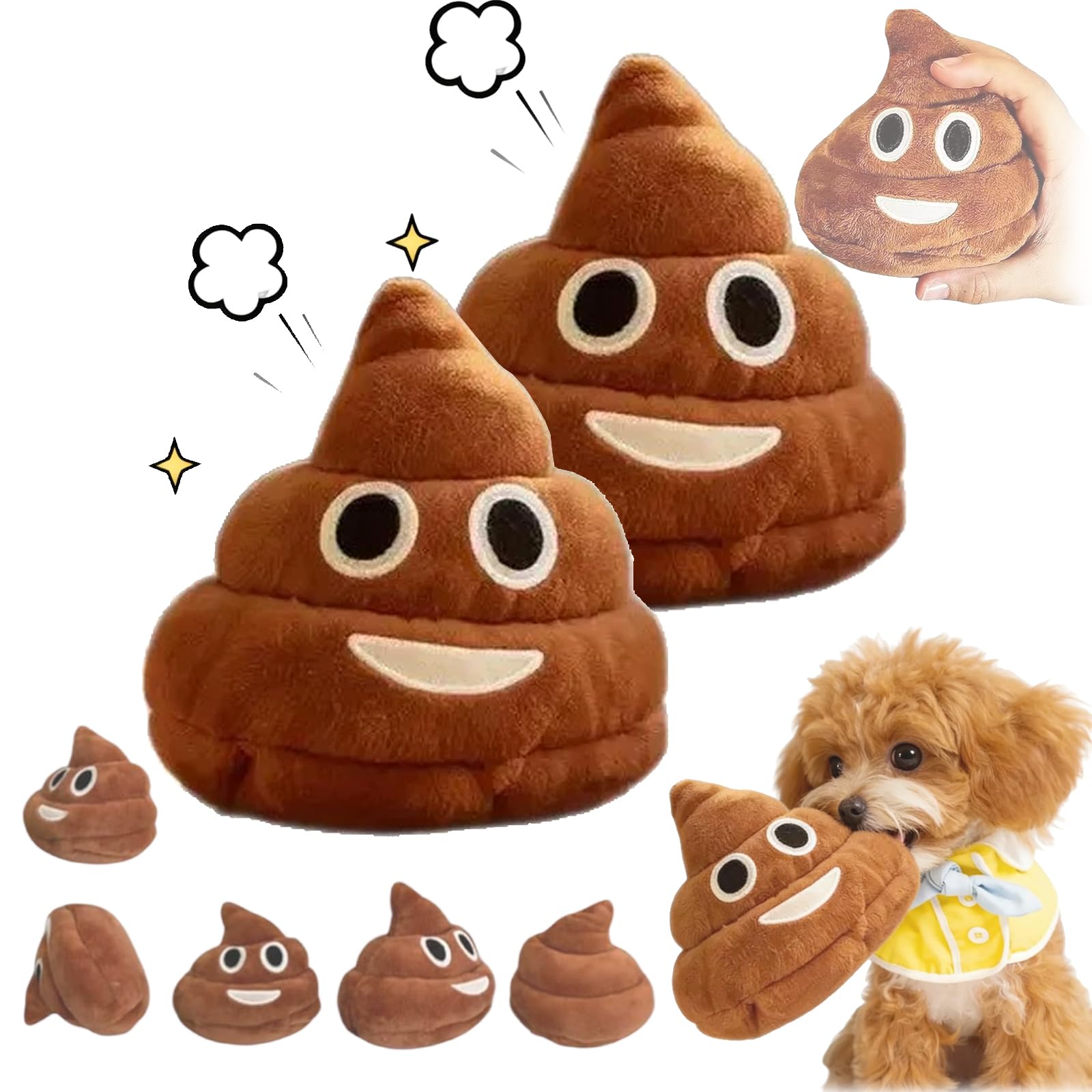 Funny Talking Poop Plush Toy - Makes Fart Sounds, Talking Poop Plush Toy For Dogs, Pooter Fart Toys, Makes Farts Sounds, For Teen & Pet - Helps To Quickly Relieve Stress, Bring Laughter (2PCS)