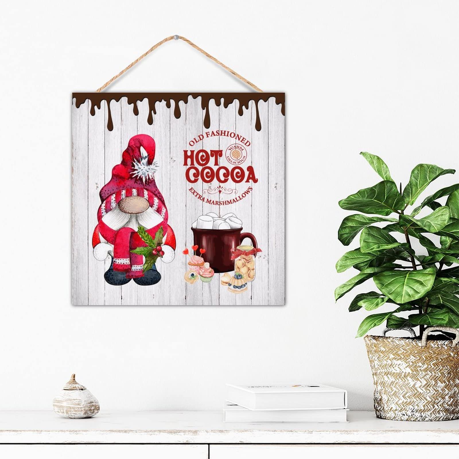 Décoration murale en bois avec nain de Noël, le cadeau idéal en bois vieilli pour vos proches