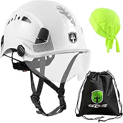 GREEN DEVIL Capacete de segurança com alça de queixo ventilada leve e ajustável para homens e mulheres com design Hi-Viz ideal para escalada de árvores em altura
