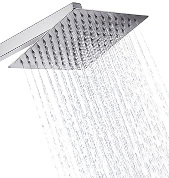 AAI Stainless Steel Shower, Silver, Hi-gloss Mirror Polish Chrome Finish (6X 6-Inch)