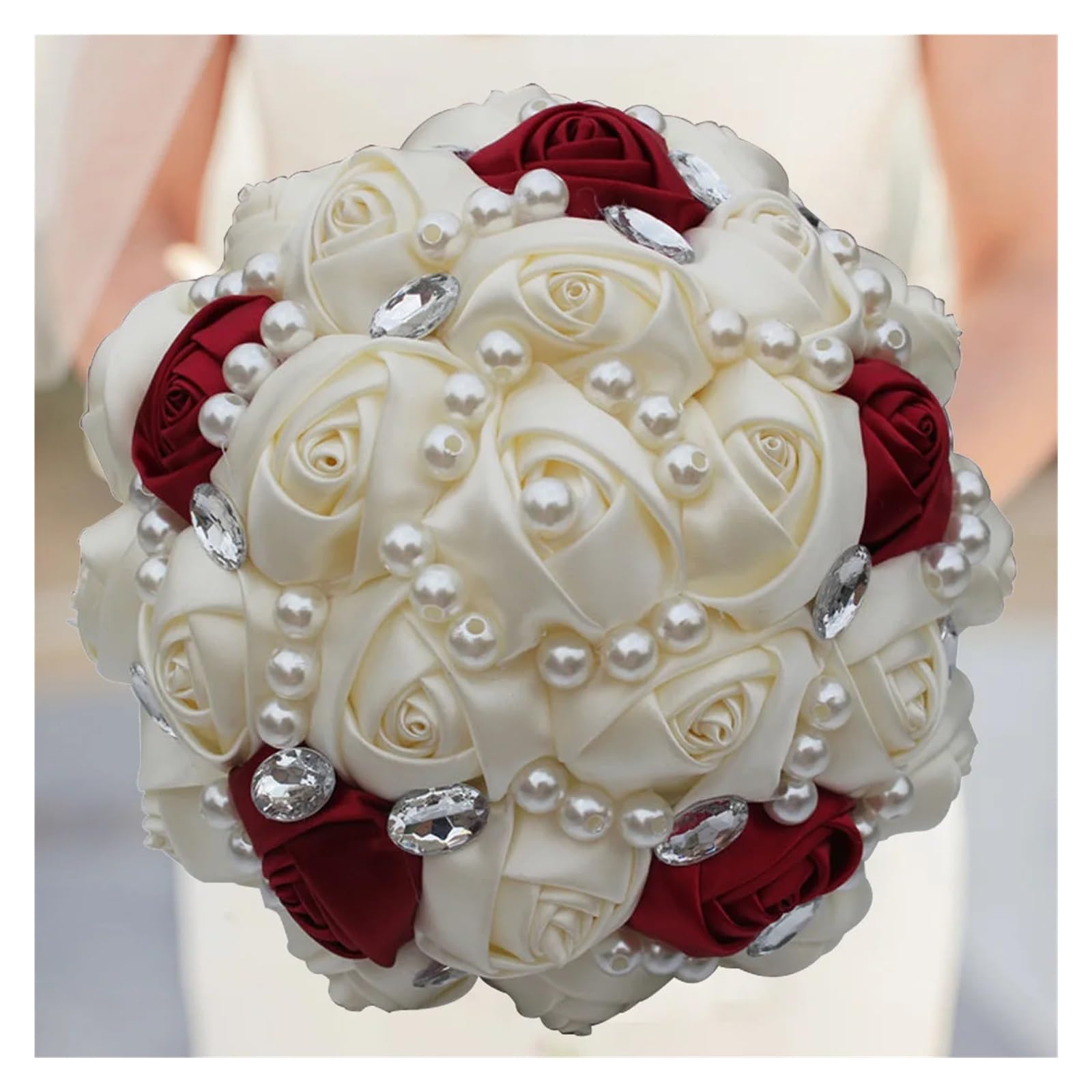 Künstlicher Blumenstrauß Band-Braut-Perlen-Handblumen-Hochzeits-Versorgungsmaterial-Festival-handgehaltener Blumen-Hochzeits-Blumenstrauß(Type 1)