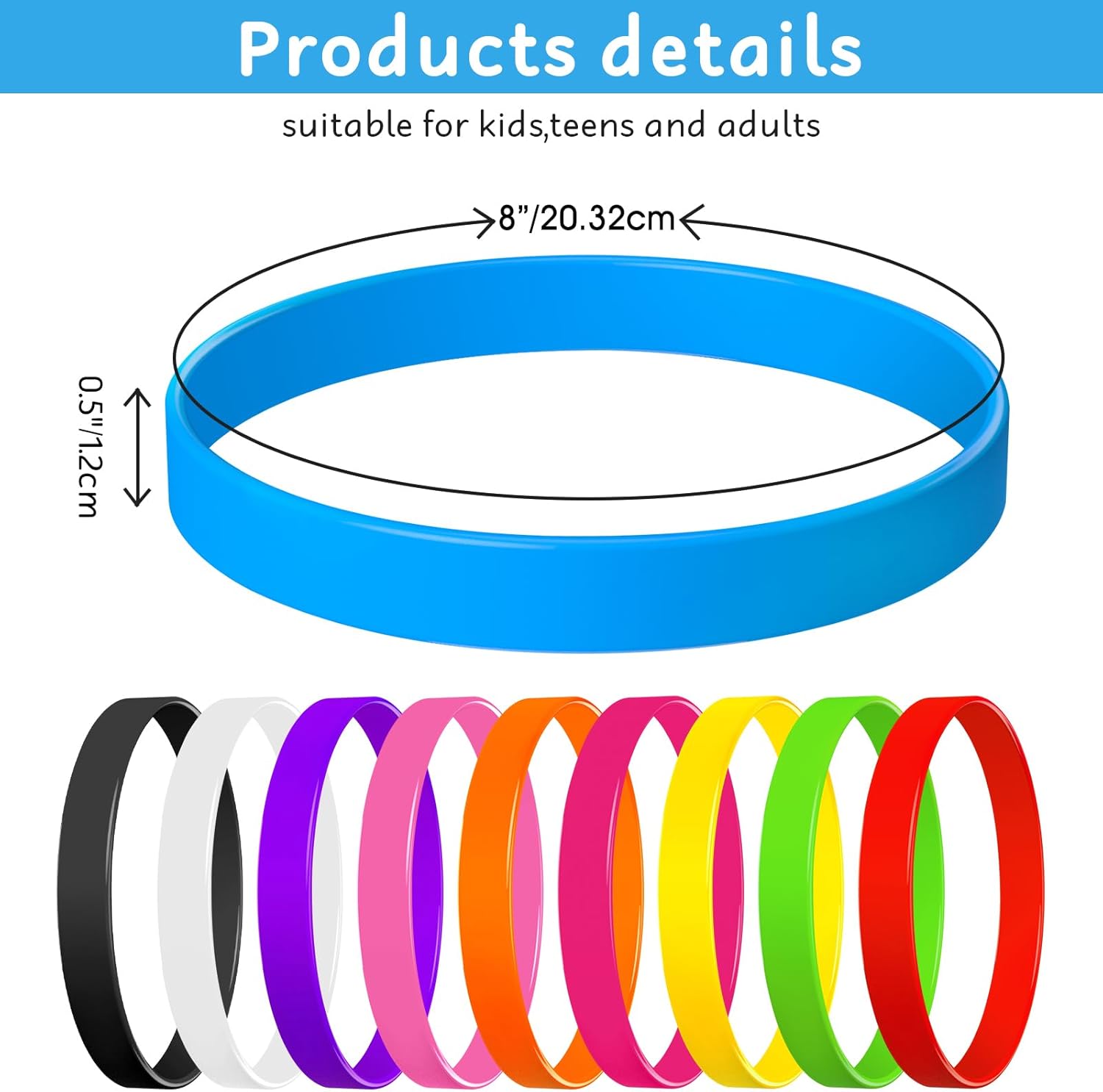 Morcheiong Colored Rubber Bracelets - 100pcs Blank Silicone Wristbands for Men Women and Teens - Image 2