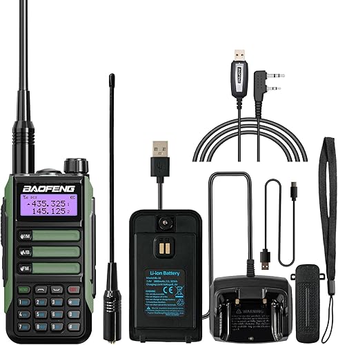 BAOFENG Walkie Talkie UV-16R USB-C 10W con cable de programación Radio bidireccional impermeable de largo alcance de doble banda Radio portátil