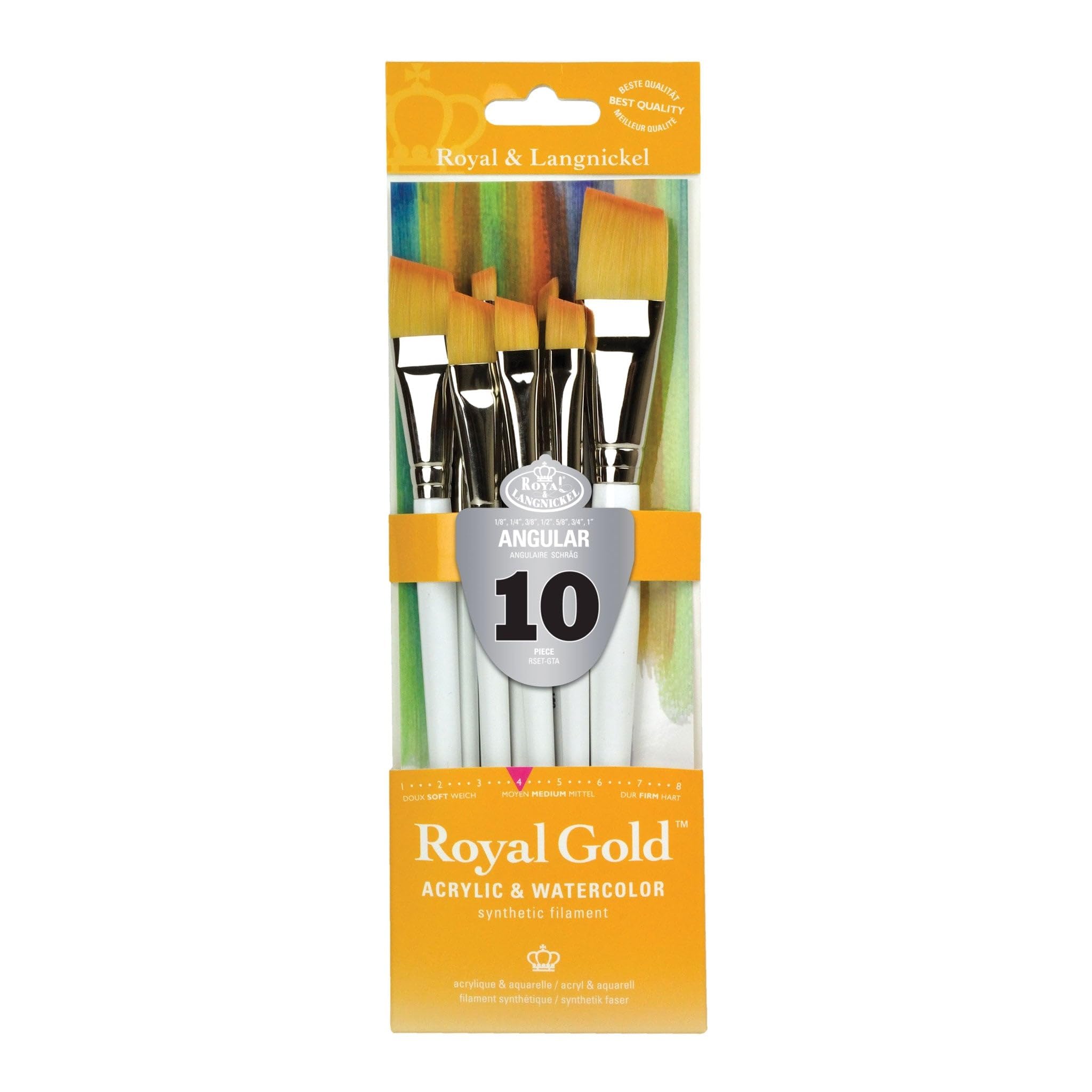 Pinceaux courts Royal Gold en nickel lot 10 fournitures peinture beaux arts