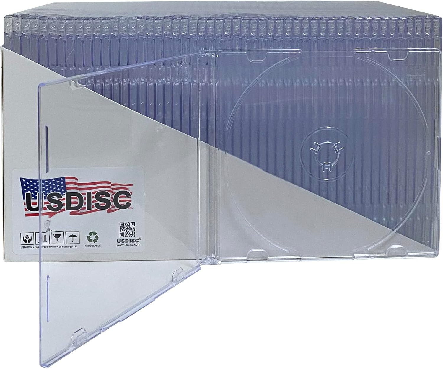 USDISC CD Jewel Cases Slimline 5.2mm, Single 1 Disc, Clear, Pack of 400