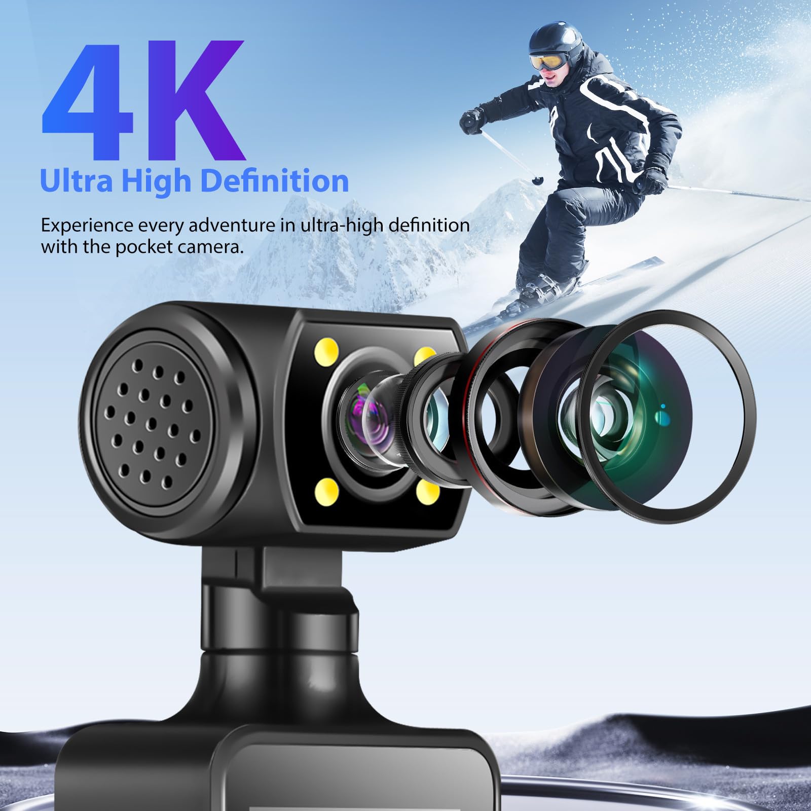 ABS Videocamera Sportiva Tascabile con Registrazione Nera Modello 12