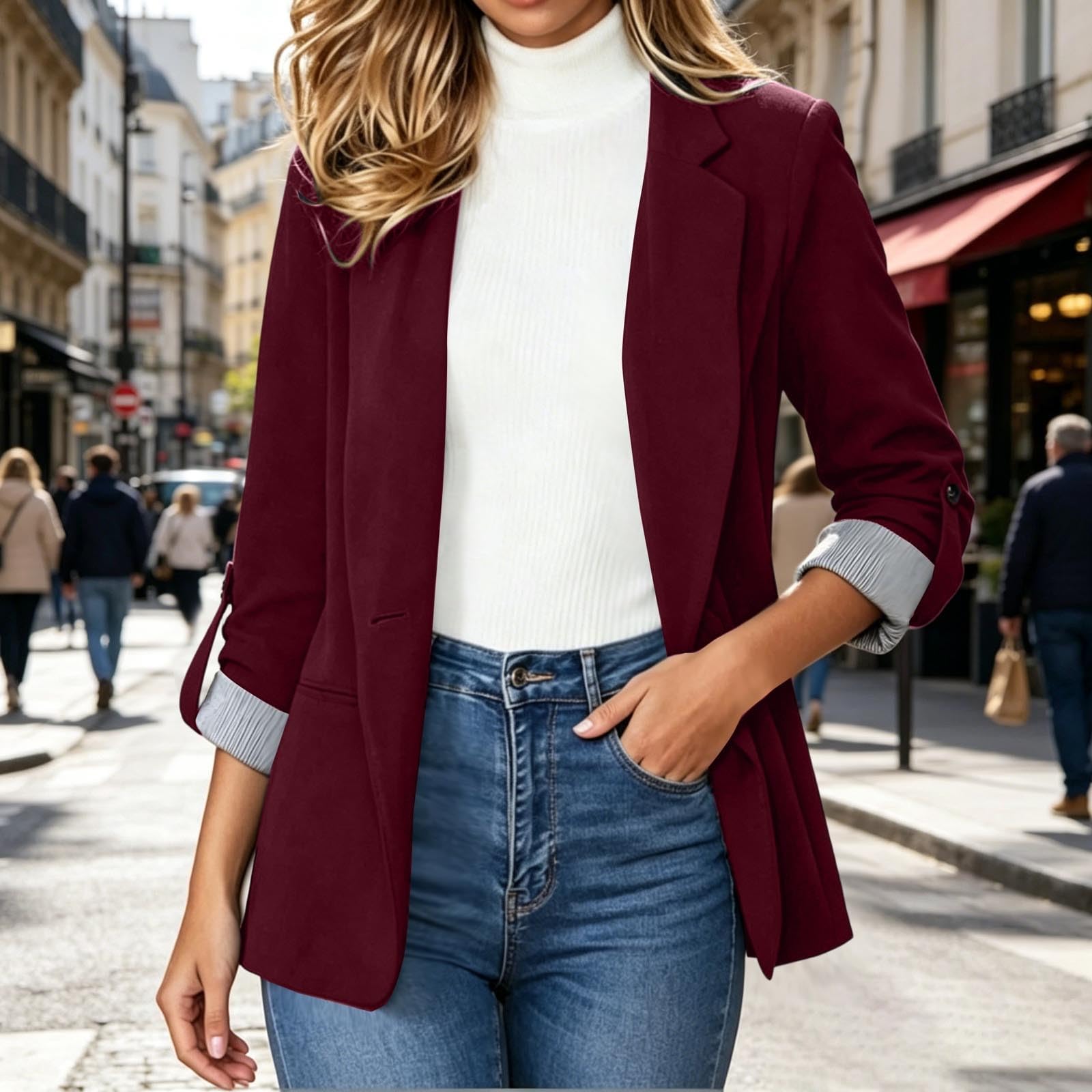 Cardigan da donna a tinta unita con finiture a contrasto, aperto sul davanti e drappeggiato, vestibilità slim.