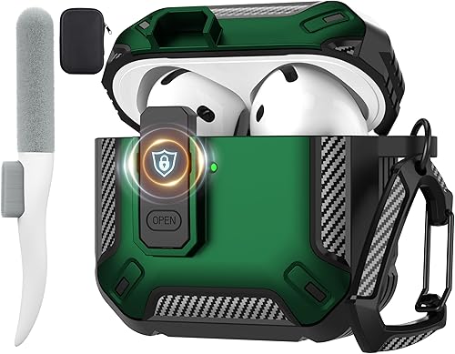 Vista 10 de Maxjoy Funda para AirPods 4 con cerradura, funda para AirPods de 4ª generación con kit de limpieza, a prueba de golpes, funda protectora para Azul