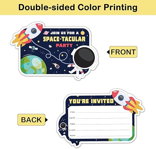 Miniatura 8 de REWIDPARTY Invitaciones de fiesta de globos coloridos con sobres y calcomanías (juego de 15) invitaciones de relleno de globos, suministros de