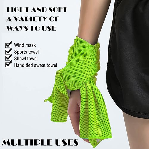 Miniatura 4 de Paquete de 20 toallas refrescantes de 40 x 12 pulgadas, toalla de hielo para cuello y cara, microfibra fría con bolsa transpirable para yoga,