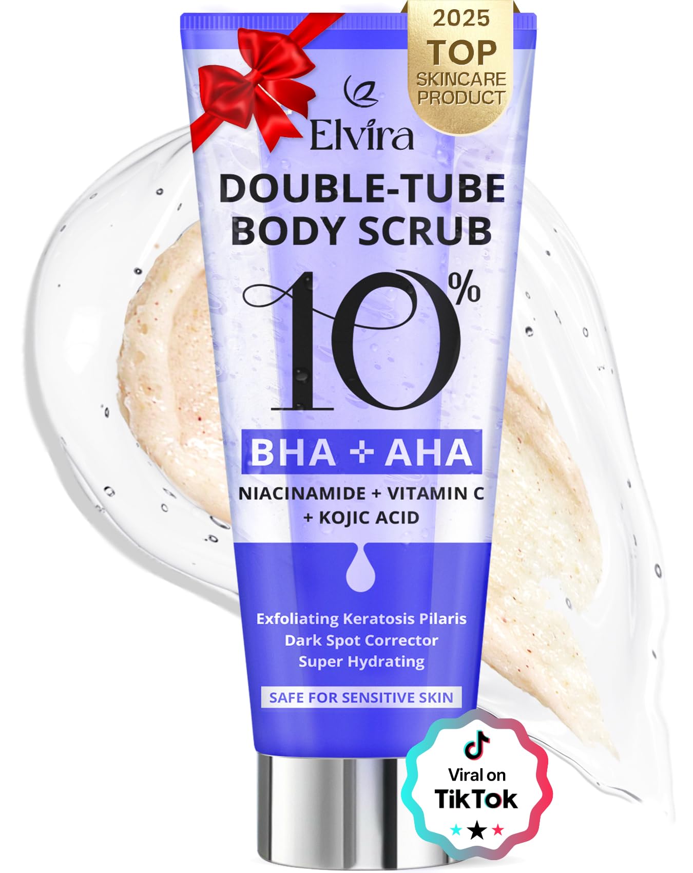 Elvira KP Bump Eraser Foot & Body Scrub, Exfoliating Scrub for Keratosis Pilaris, Smooth Skin with 10% AHA BHA & Niacinamide, Deep Moisturizing Cleanser for All Skin Types, Exfoliante para el Cuerpo