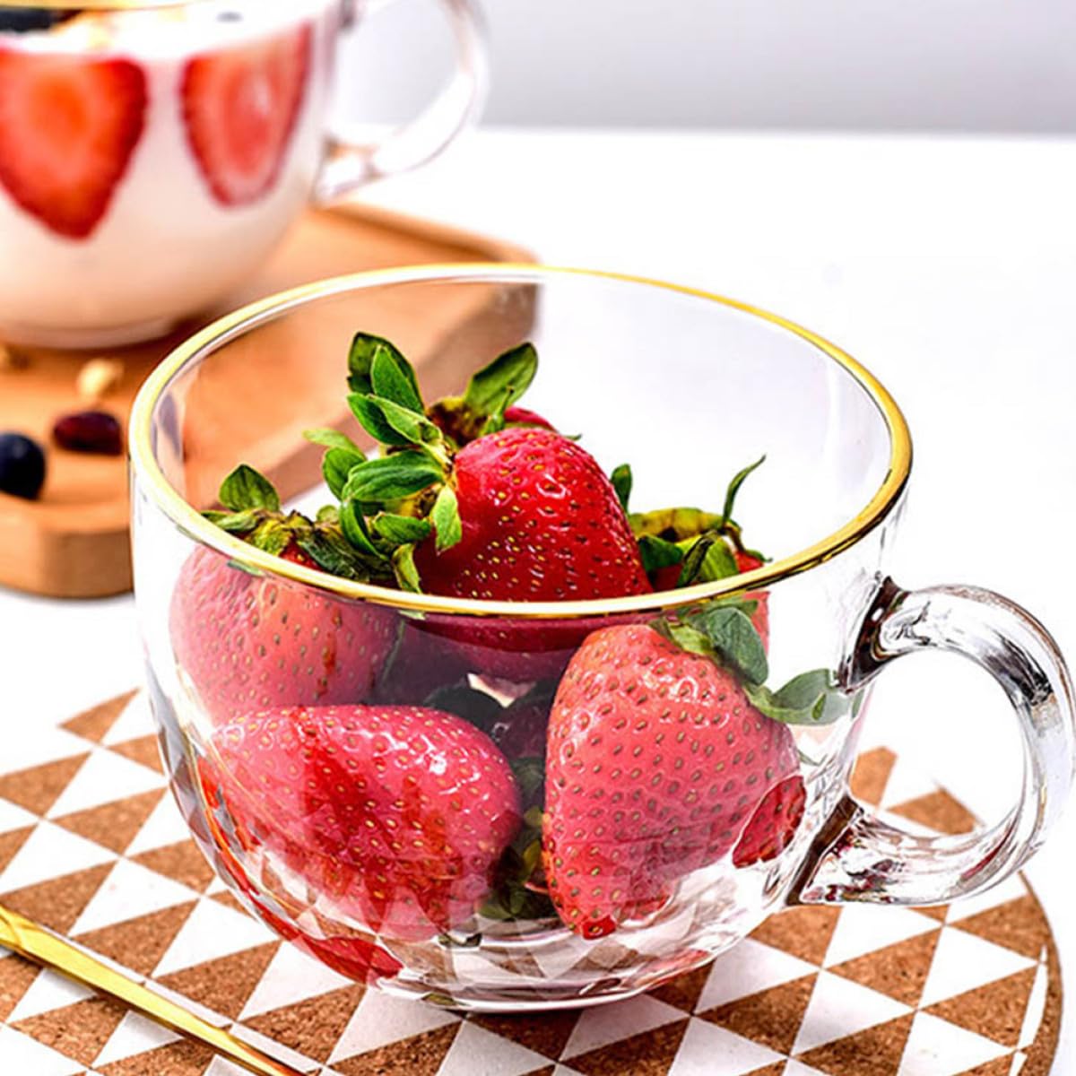 NUOBESTY 3pezzi Tazza Da Bevanda in Vetro Trasparente Manico Per Colazione Bicchieri Per Bevande Calde e Latte Per Uso Domestico