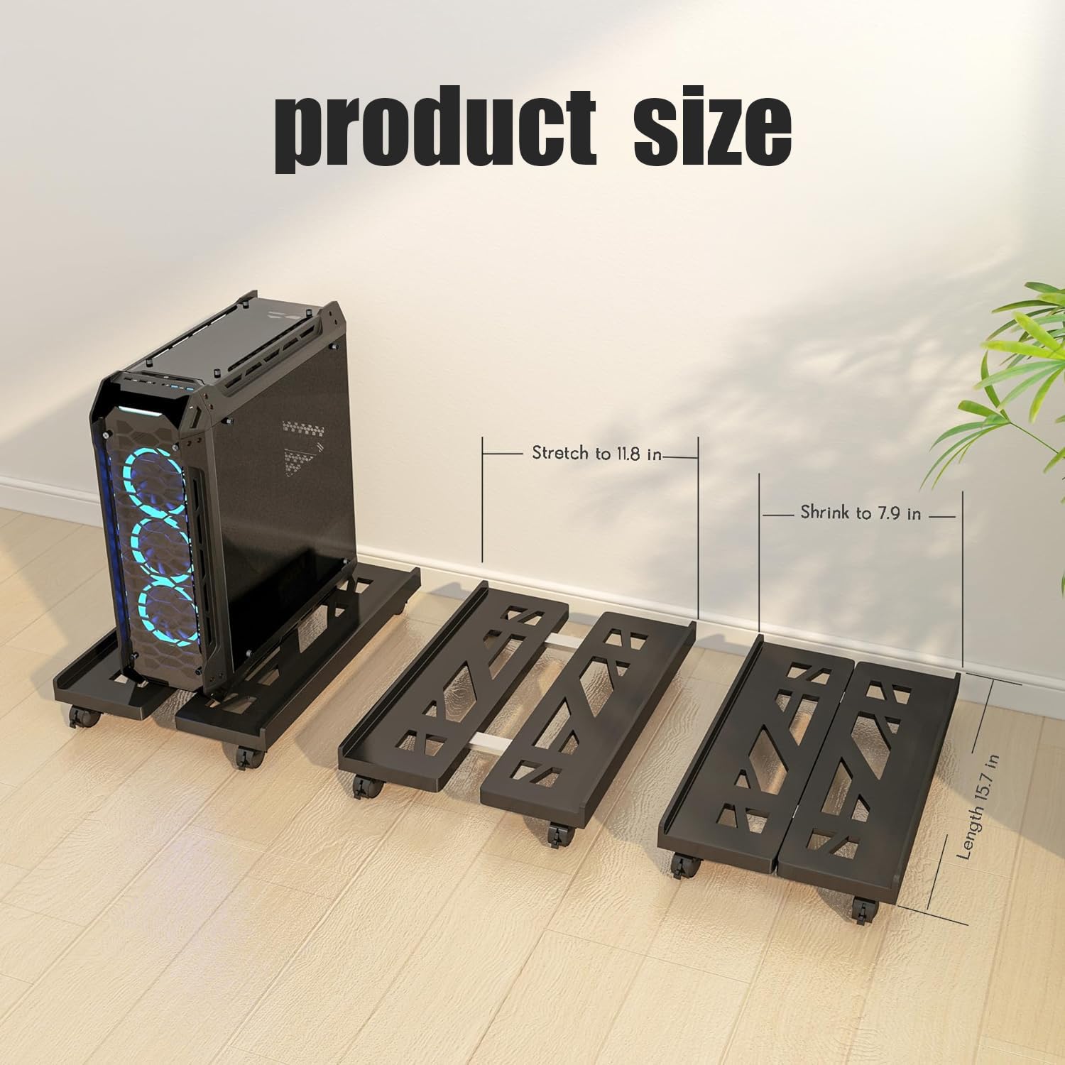 Supporto per PC per PC Tower, Supporto CPU Mobile, Supporto CPU Universale con 4 Ruote, Supporto per Computer Desktop, Studenti, Casa, Carrello CPU Sotto la Scrivania per Gamer Office - Nero