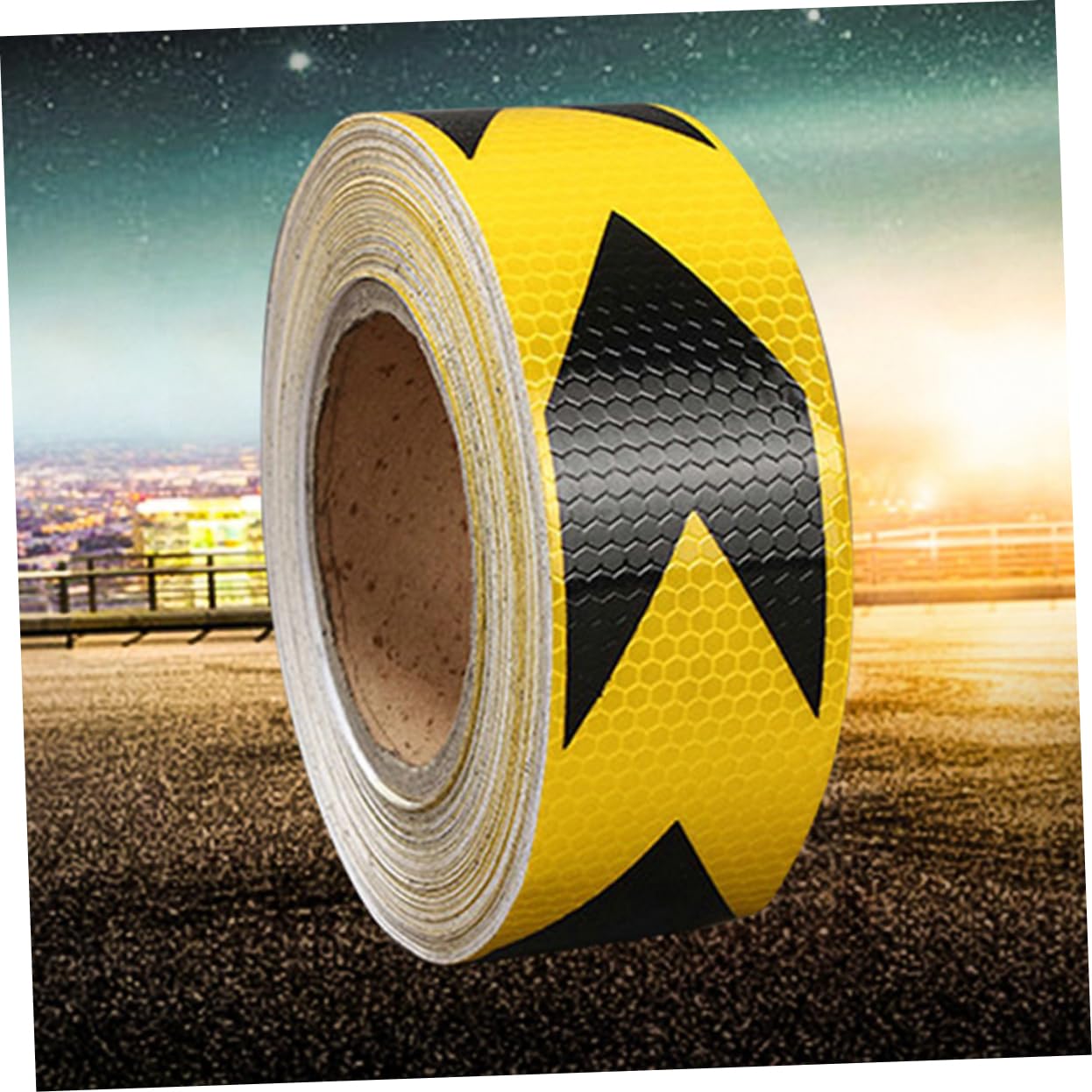 Cabilock Cinta Reflectante De Advertencia De Seguridad Flechas 5 Cm x 25 M, Fluorescente Negra y Amarilla, Cinta De Visibilidad De Flechas y Señal Reflectante Para Vehículos y Transporte