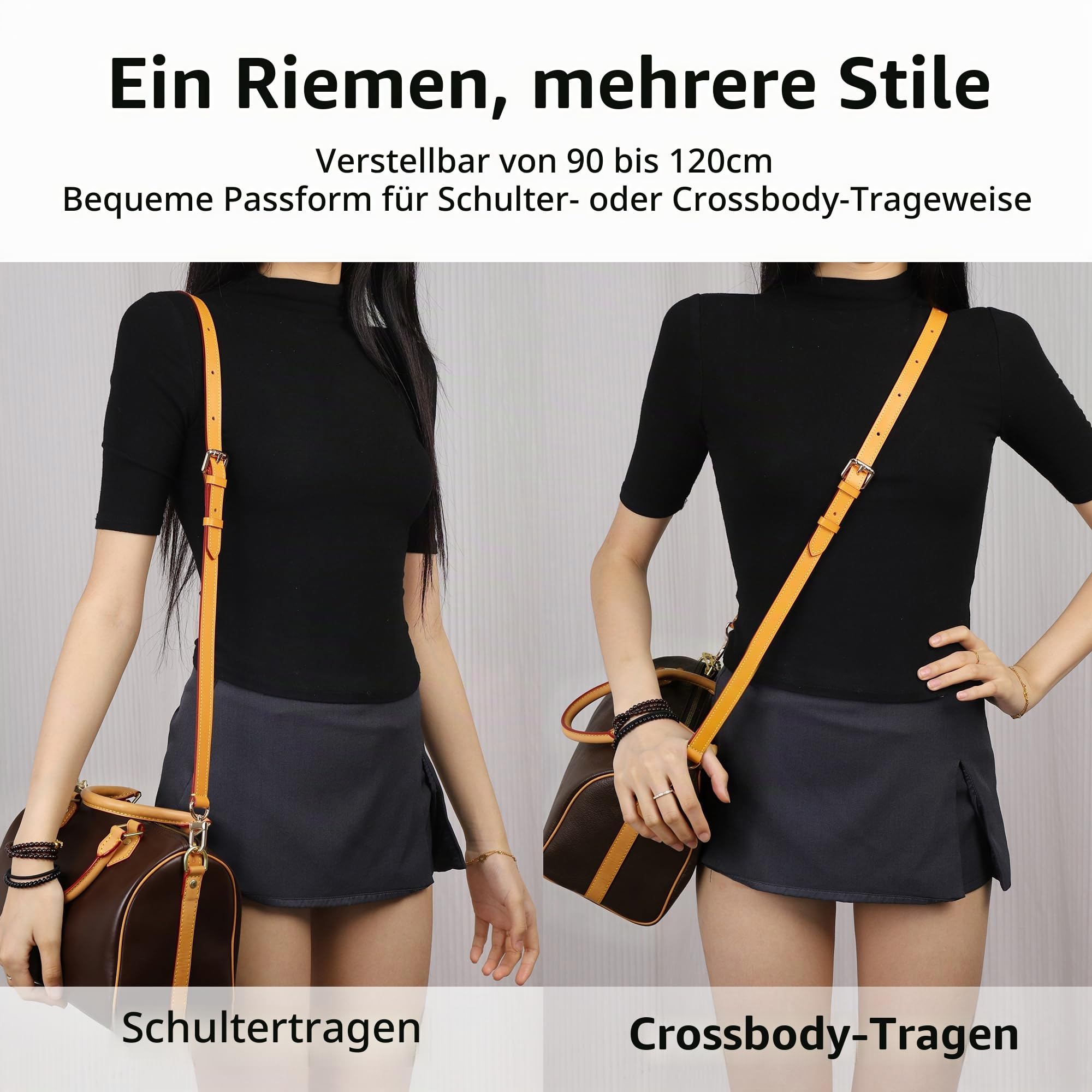 DGAZ Vachetta Leder Schulterriemen Speedy, 1,8 cm, 90–120 cm, Apricot