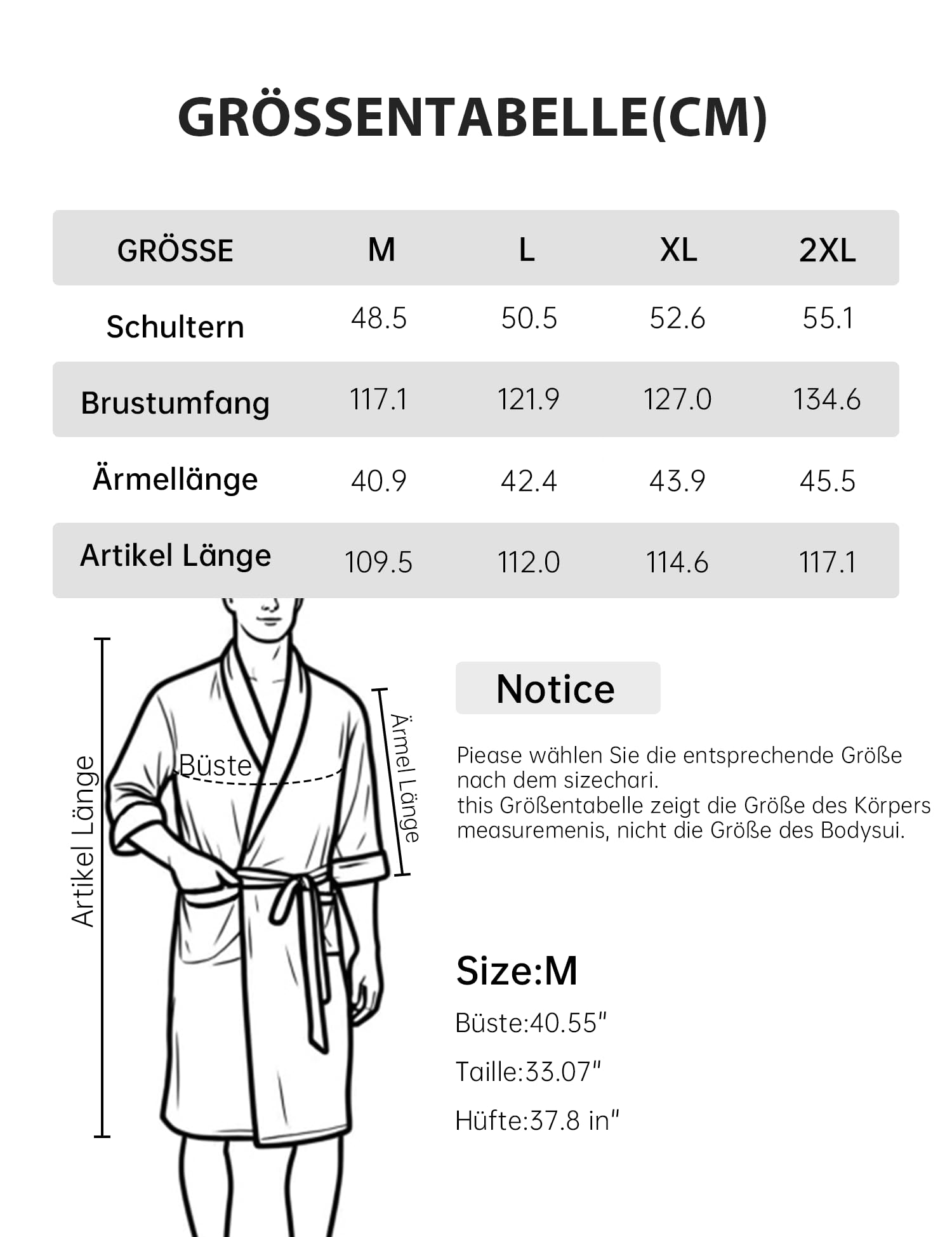 EA'S SECRET 100% Baumwolle Herren Leichte Bademantel Sommer 3/4-Ärmel Kimono Baderobe Weiches Knielang Sauna-Robe mit Taschen